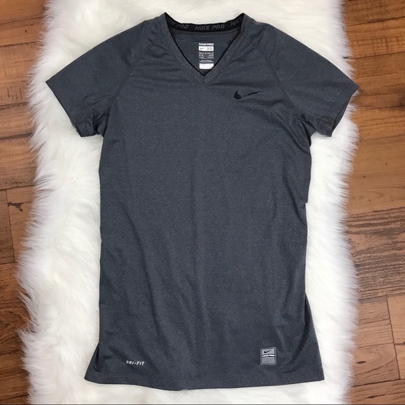 Nike Tops - Nike Pro Dri-Fit Gray Short Sleeve V-Neck Tee